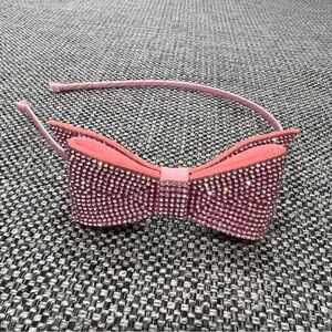 Bari Lynn Double Crystal Headband Bow Pink